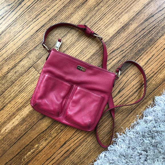 Cole Haan Pebbled Raspberry Leather Crossbody - Picture 1 of 7